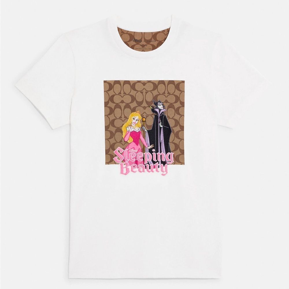 NWT Disney X Coach Signature Sleeping Beauty T‎ Shirt off white size L - Picture 3 of 10
